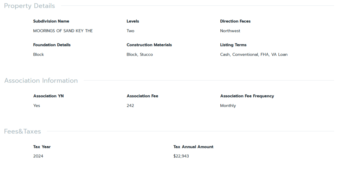 HOMES FOR SALE CLEARWATER FL 33767 - 5