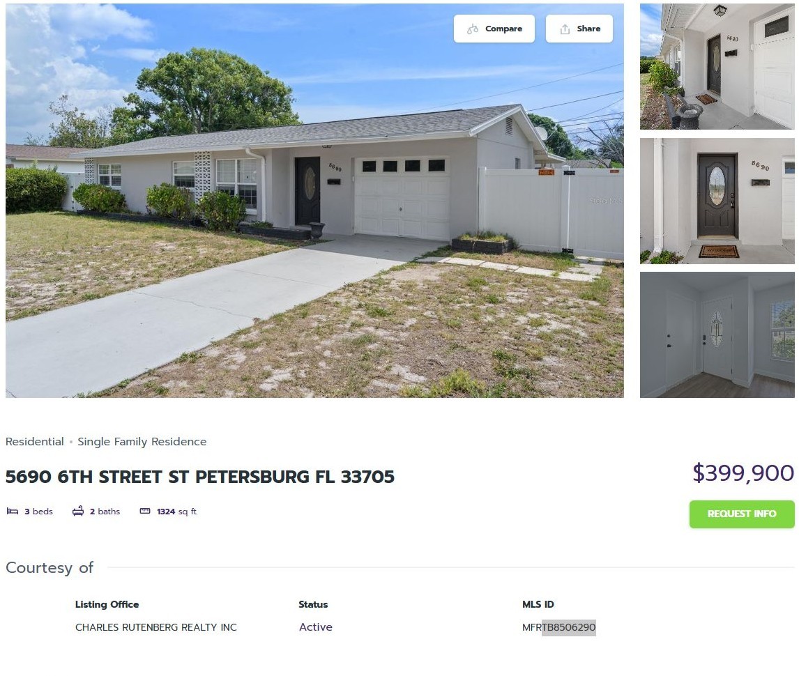 HOMES FOR SALE ST PETERSBURG FL 33705 - 1