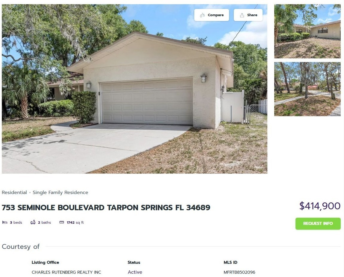 HOMES FOR SALE TARPON SPRINGS FL 34689 - 1