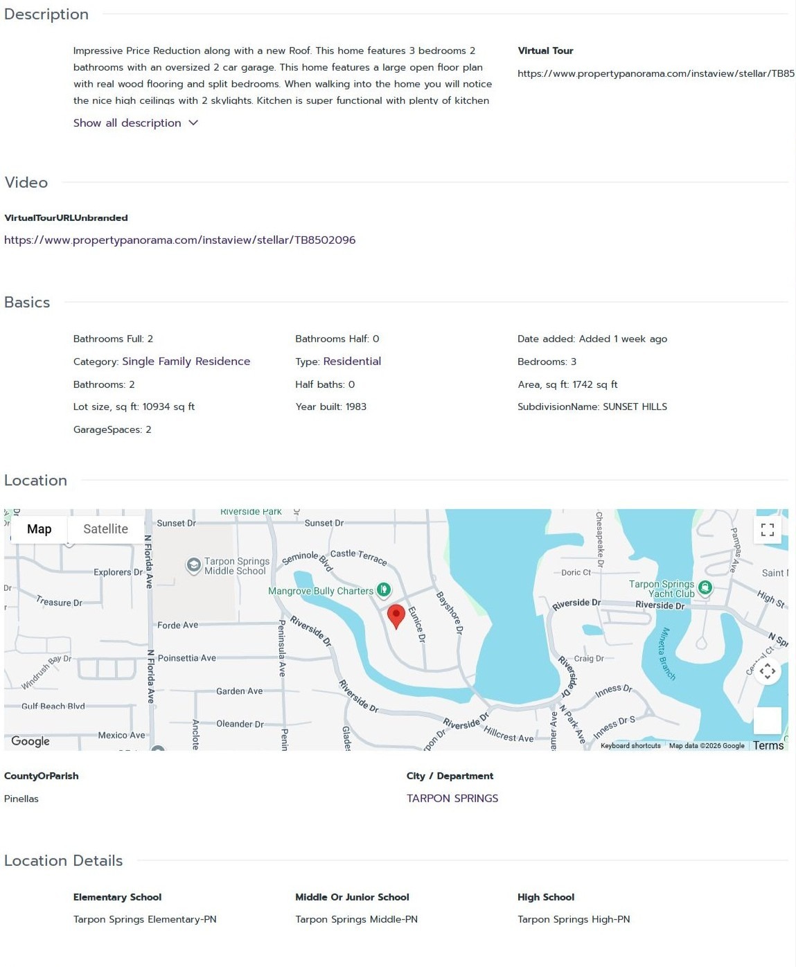 HOMES FOR SALE TARPON SPRINGS FL 34689 - 2
